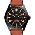 Fossil Fossil Defender FS5978  FS5978 кварцевые мужские часы черный циферблат, браслет кожаный — вид спереди
