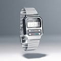 Casio Casio Vintage A100WE-1AEF кварцевые мужские часы часы, крупный план черный циферблат