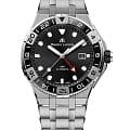 Maurice Lacroix Maurice Lacroix Aikon Venturer GMT AI6158-SS002-330-1  AI6158-SS002-330-1 механические мужские часы черный циферблат, браслет нержавеющая сталь — вид спереди