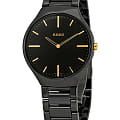 Rado Rado True Thinline R27741172  R27741172 кварцевые женские часы черный циферблат, браслет высокотехнологичная плазменная керамика — вид спереди