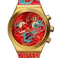 Swatch Swatch I New Chrono YVZ100  YVZ100 кварцевые мужские часы красный циферблат, браслет силикон — вид спереди