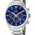 Festina Festina Timeless Chrono F20343/2  F20343/2 кварцевые мужские часы  синий циферблат, браслет нержавеющая сталь — вид спереди
