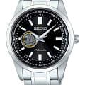 Seiko Seiko Selection SCVE053  SCVE053 механические мужские часы черный циферблат, браслет нержавеющая сталь — вид спереди