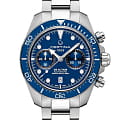 Certina Certina DS Action Diver Chrono C032.827.11.041.00 DS Action C0328271104100 механические мужские часы синий циферблат, браслет нержавеющая сталь 316l — вид спереди