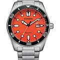 Citizen Citizen Eco-Drive AW1760-81X  AW1760-81X кварцевые мужские часы оранжевый циферблат, браслет нержавеющая сталь — вид спереди