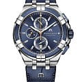 Maurice Lacroix Maurice Lacroix Aikon Chronograph AI1018-SS001-432-4  AI1018-SS001-432-4 кварцевые мужские часы синий циферблат, браслет кожаный — вид спереди