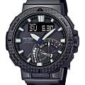 Casio Casio Pro Trek PRW-73XT-1 PRW PRW-73XT-1 кварцевые мужские часы черный циферблат, браслет титановый c ip покрытием — вид спереди