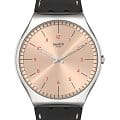 Swatch Swatch Skin Irony 42 SS07S118  SS07S118 кварцевые женские часы золотой циферблат, браслет кожаный — вид спереди