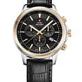 Swiss Military by Chrono Swiss Military by Chrono SM34052.10  SM34052.10 кварцевые мужские часы  черный циферблат, браслет кожа + текстиль — вид спереди