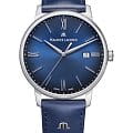 Maurice Lacroix Maurice Lacroix Eliros Date EL1118-SS001-410-4  EL1118-SS001-410-4 кварцевые мужские часы синий циферблат, браслет кожаный — вид спереди