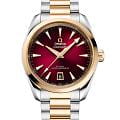 Omega Omega Seamaster Aqua Terra 220.20.38.20.10.002 Aqua Terra 22020382010002 механические женские часы бордовый циферблат, браслет нержавеющая сталь + золото 18к — вид спереди
