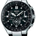 Seiko Seiko Astron GPS Solar SSE169J1  SSE169J1 кварцевые мужские часы черный циферблат, браслет силикон — вид спереди