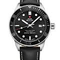 Swiss Military by Chrono Swiss Military by Chrono Сверхточные SM34088.04  SM34088.04 кварцевые мужские часы черный циферблат, браслет кожаный — вид спереди