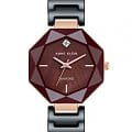 Anne Klein Anne Klein Ceramics 5064BYBK  5064BYBK кварцевые женские часы  бордовый циферблат, браслет керамика — вид спереди