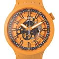 Swatch Swatch Big Bold Lacquered SB01O101  SB01O101 кварцевые мужские часы оранжевый циферблат, браслет силикон — вид спереди