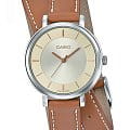 Casio Casio Collection LTP-E143DBL-5A  LTP-E143DBL-5A кварцевые женские часы перламутровый циферблат, браслет кожаный — вид спереди