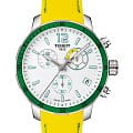 Tissot Tissot Quickster Chronograph Football T095.449.17.037.01 Quickster T0954491703701 кварцевые мужские часы белый циферблат, браслет силикон — вид спереди