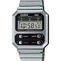 Casio Casio Vintage A100WE-1AEF  A100WE-1AEF кварцевые мужские часы  черный циферблат, браслет нержавеющая сталь — вид спереди