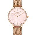 Daniel Wellington Daniel Wellington Petite DW00100663  DW00100663 кварцевые женские часы розовый циферблат, браслет сталь c pvd покрытием — вид спереди