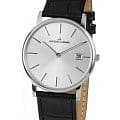 Jacques Lemans Jacques Lemans 1-1848A  1-1848A кварцевые мужские часы серебристый циферблат, браслет кожаный — вид спереди