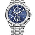 Maurice Lacroix Maurice Lacroix Aikon Chronograph AI1018-SS002-430-1  AI1018-SS002-430-1 кварцевые мужские часы синий циферблат, браслет нержавеющая сталь — вид спереди