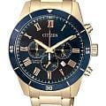 Citizen Citizen Chronograph AN8169-58L  AN8169-58L кварцевые мужские часы синий циферблат, браслет нержавеющая сталь с ip-покрытием — вид спереди