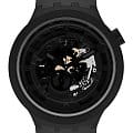 Swatch Swatch Big Bold Bioceramic Lacquered SB03B100  SB03B100 кварцевые мужские часы черный циферблат, браслет силикон — вид спереди