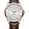 Maurice Lacroix Maurice Lacroix Pontos Day Date PT6358-PS101-130-1  PT6358-PS101-130-1 механические мужские часы серебристый циферблат, браслет кожаный — вид спереди