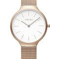 Obaku Obaku V240LXVWMV  V240LXVWMV кварцевые женские часы белый циферблат, браслет сталь с ip покрытием — вид спереди