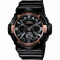 Casio Casio G-Shock GA-200RG-1A GA GA-200RG-1A электронные мужские часы черный циферблат, браслет  — вид спереди