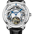 Stuhrling Stuhrling Celestial Timekeeper 1017.01  1017.01 механические мужские часы  серебристый циферблат, браслет кожаный — вид спереди