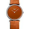 Longines Longines La Grande Classique L4.523.0.92.2  L45230922 кварцевые женские часы оранжевый циферблат, браслет кожаный — вид спереди