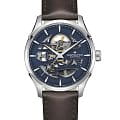 Hamilton Hamilton Jazzmaster Skeleton Auto H42535541  H42535541 механические мужские часы синий циферблат, браслет кожаный — вид спереди