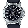 Casio Casio Collection MTP-VD300-1B  MTP-VD300-1B кварцевые мужские часы черный циферблат, браслет силикон — вид спереди