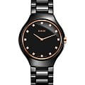 Rado Rado True Thinline Diamonds R27742722  R27742722 кварцевые женские часы черный циферблат, браслет высокотехнологичная керамика — вид спереди