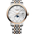 Longines Longines Elegant Collection Moonphase L4.330.5.87.7  L43305877 кварцевые женские часы  белый циферблат, браслет нержавеющая сталь с pvd-покрытием — вид спереди