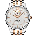 Tissot Tissot Tradition Powermatic 80 Open Heart T063.907.22.038.01 Tradition T0639072203801 механические мужские часы белый циферблат, браслет сталь c pvd покрытием — вид спереди