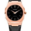 D1 Milano D1 Milano Ultra Thin UTLJ03  UTLJ03 кварцевые мужские часы черный циферблат, браслет кожаный — вид спереди