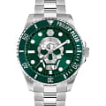 Philipp Plein Philipp Plein The Skull PWOAA0622  PWOAA0622 кварцевые мужские часы  зеленый циферблат, браслет нержавеющая сталь с ip-покрытием — вид спереди