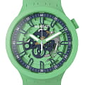 Swatch Swatch Big Bold Lacquered SB01G101  SB01G101 кварцевые мужские часы зеленый циферблат, браслет силикон — вид спереди