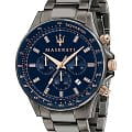 Maserati Maserati SFIDA R8873640001  R8873640001 кварцевые мужские часы синий циферблат, браслет сталь c pvd покрытием — вид спереди