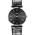 Longines Longines La Grande Classique  L4.918.4.51.2  L49184512 механические мужские часы черный циферблат, браслет кожаный — вид спереди