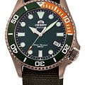 Orient Orient RA-AC0K04E  RA-AC0K04E механические мужские часы зеленый циферблат, браслет тканевый — вид спереди
