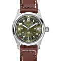 Hamilton Hamilton Khaki Field Auto H70455560  H70455560 механические мужские часы зеленый циферблат, браслет кожаный — вид спереди
