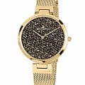 Jacques Lemans Jacques Lemans 1-2035K  1-2035K кварцевые женские часы золотой циферблат, браслет сталь с ip покрытием — вид спереди