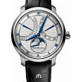 Maurice Lacroix Maurice Lacroix Masterpiece Moon Retrograde MP6608-SS001-110-1  MP6608-SS001-110-1 механические мужские часы серебристый циферблат, браслет кожаный — вид спереди