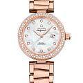Omega Omega De Ville Ladymatic 425.65.34.20.55.010  Ladymatic 42565342055010 механические женские часы перламутровый циферблат, браслет 18-каратное желтое золото — вид спереди