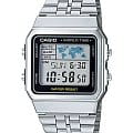 Casio Casio A-500WEA-1  A-500WEA-1E кварцевые мужские часы  серый циферблат, браслет нержавеющая сталь — вид спереди