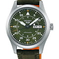 Seiko Seiko 5 Sports SRPH29K1  SRPH29K1 механические мужские часы зеленый циферблат, браслет кожа + нейлон — вид спереди