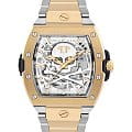Philipp Plein Philipp Plein The Skeleton 2.0 PWJFA0525  PWJFA0525 механические мужские часы серебристый циферблат, браслет нержавеющая сталь с pvd-покрытием — вид спереди